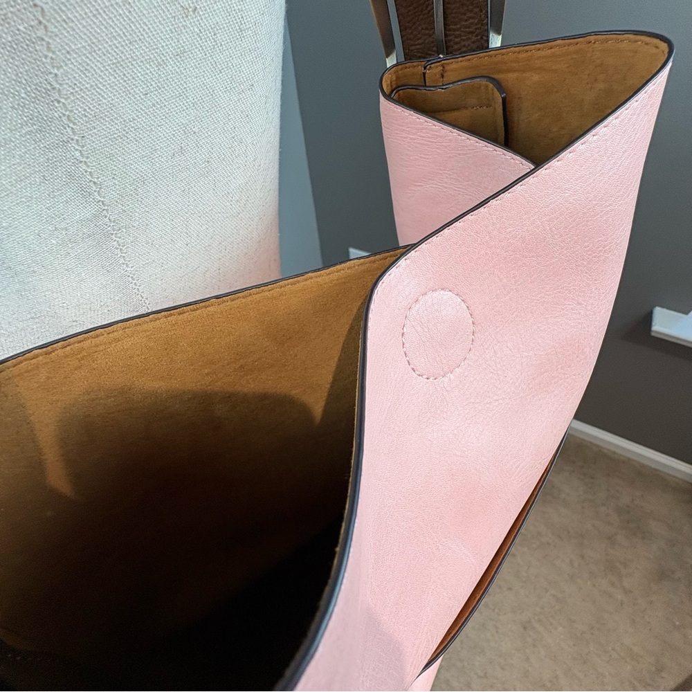 Joy Susan Hobo Bag in Rosewater Pink Soft Vegan Leather 2 in 1 Handbag Classic - Picture 9 of 16